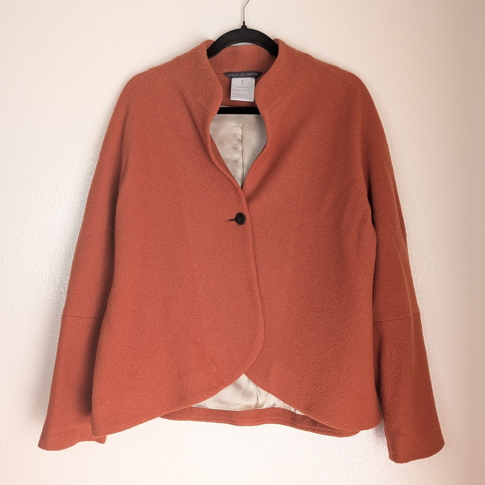 Elemente Clemente Terracotta Virgin Boiled Wool Single Button Jacket 2 Medium